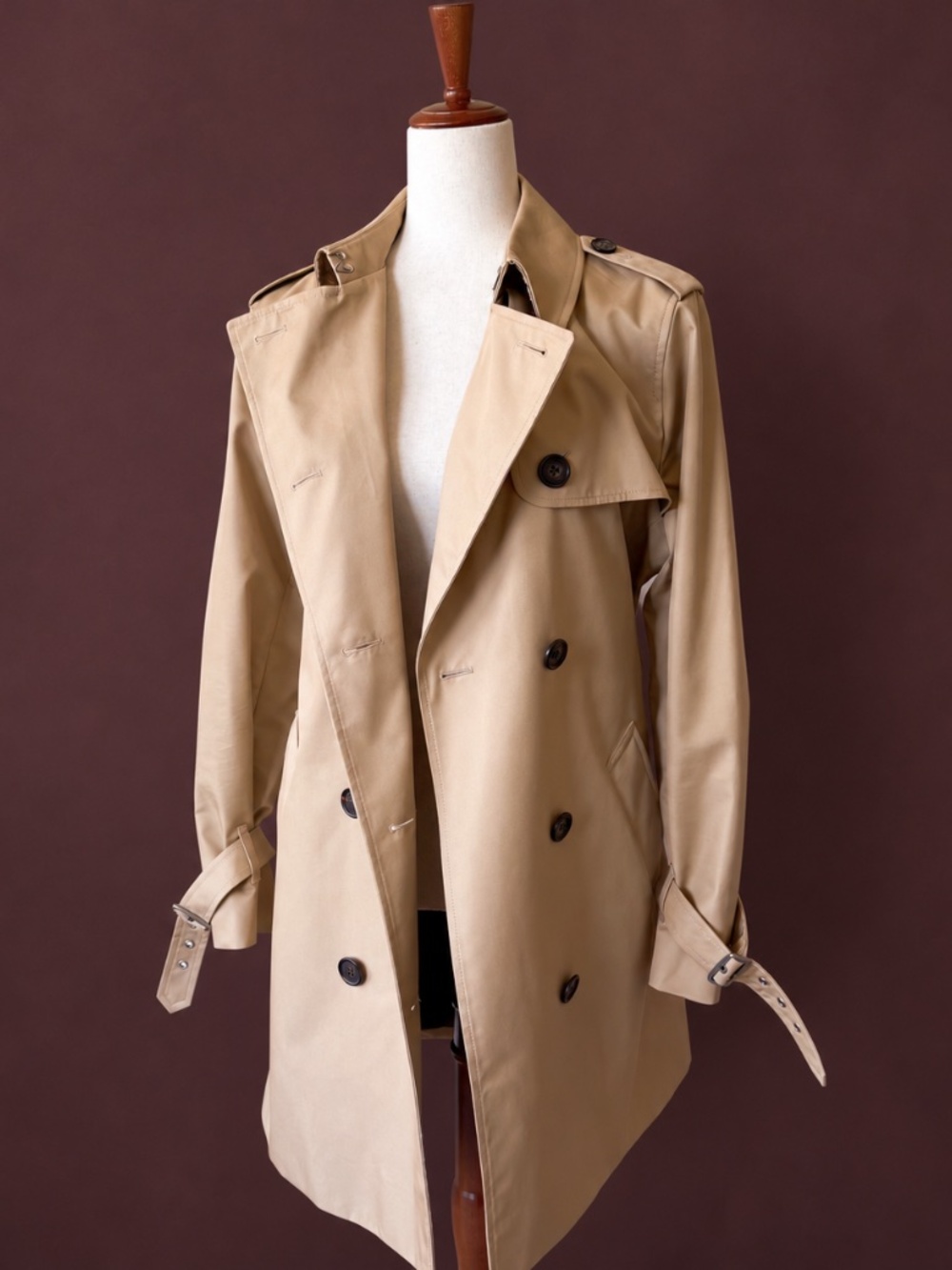 Coach Solid Mid Trench in Classic Khaki, Size L